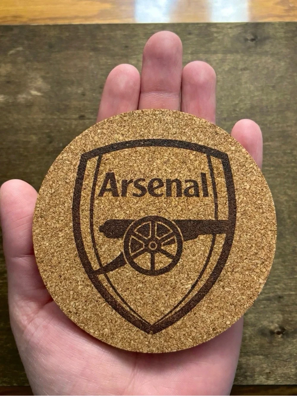 Arsenal FC Laser Engraved Cork Coaster